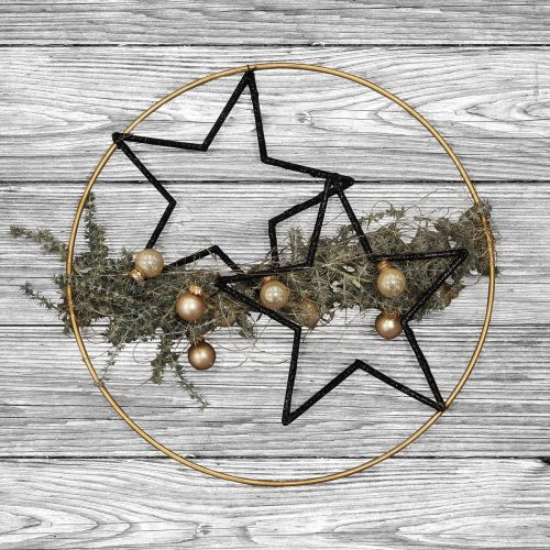 Floristik24 DIY box window decoration Christmas black gold wire Ø30cm