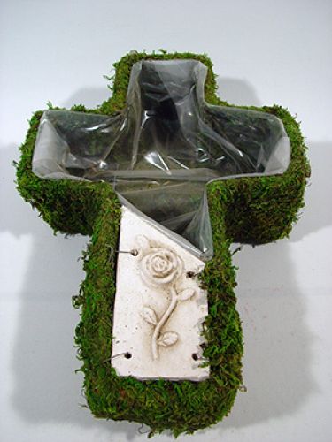 Floristik24 Plant cross moss 44x32cm with ceramic plate