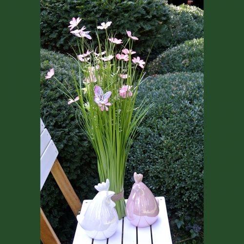 Floristik24 Bunch of grass with flowers and butterflies pink 70cm