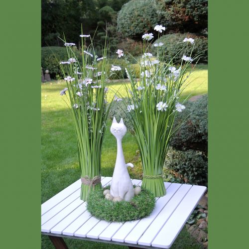 Floristik24 Bunch of grass with flowers white 70cm