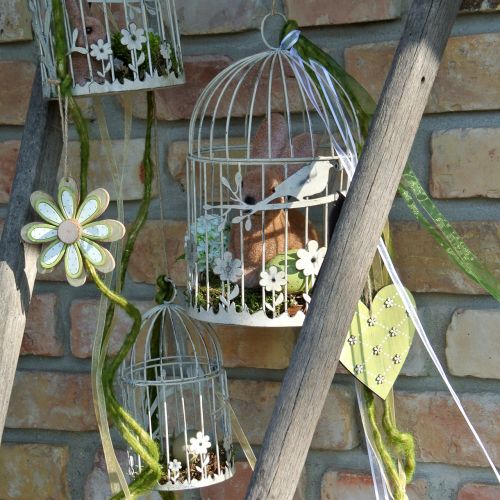 Floristik24 Bird aviary vintage square white 21 / 17cm 2pcs