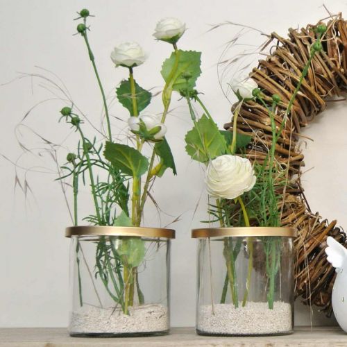 Floristik24 Glass vase with plug-in lid, plug-in grid, table vase with plug-in aid H10cm Ø10cm