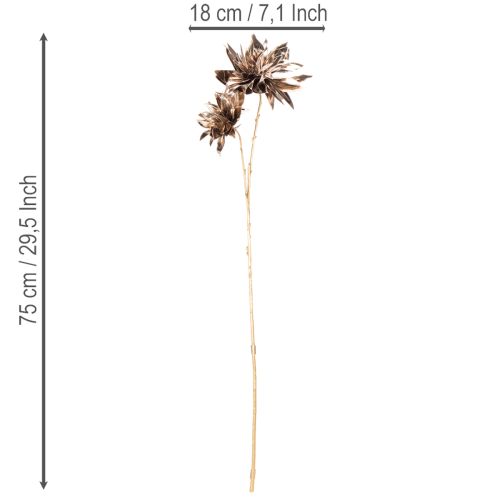 Artificial dahlia flower, long-stemmed with two blossoms, 75cm | Floristik24.ie