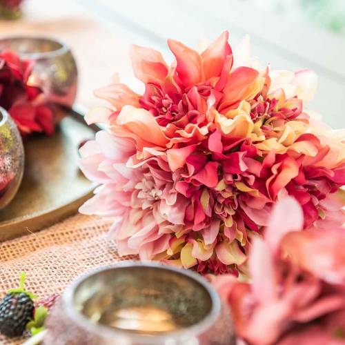 Floristik24 Dahlia bunch bouquet 28cm pink, cream 6pcs