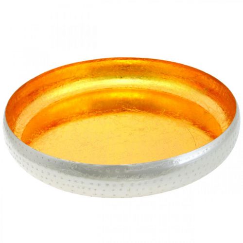 Floristik24 Decorative bowl metal round Golden &amp; silver tray Ø36.5cm