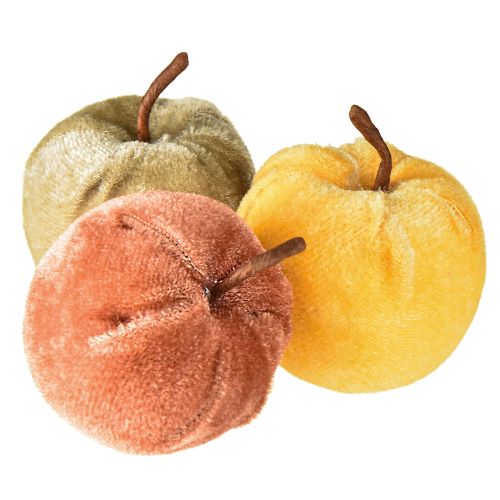 Product Decorative apples fabric apple velvet brown yellow Ø5cm H6cm 12 pcs