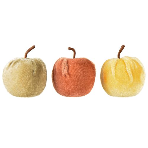 Product Decorative apples fabric apple velvet brown yellow Ø5cm H6cm 12 pcs
