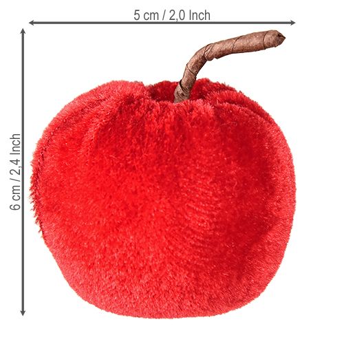 Product Decorative apples fabric autumn decoration velvet red Ø5cm H6cm 12 pcs