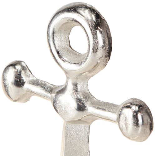 Product Decorative Anchor Metal Wood in Natural Silver 25.5x5.5x31cm