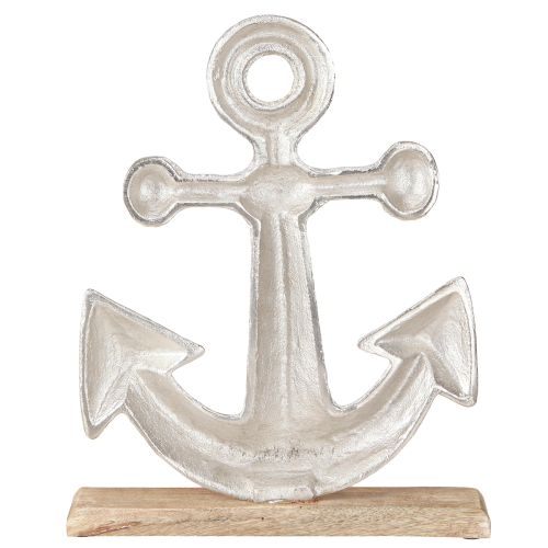 Product Decorative Anchor Metal Wood in Natural Silver 25.5x5.5x31cm