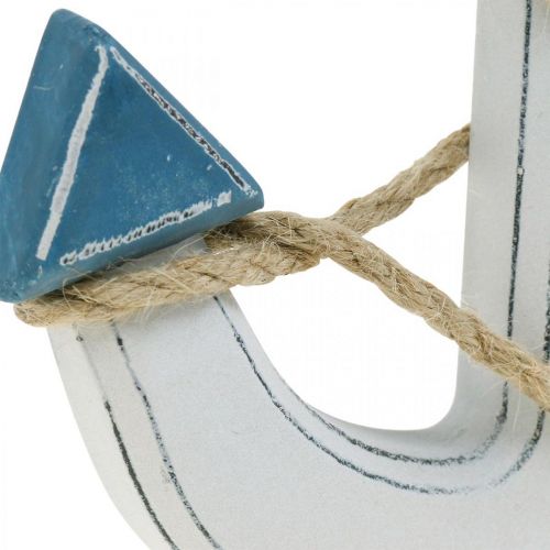 Floristik24 Deco anchor wood to set table decoration maritime blue, white H24cm