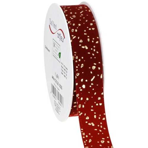 Product Decorative ribbon dark red with golden speckles 15mm 20m