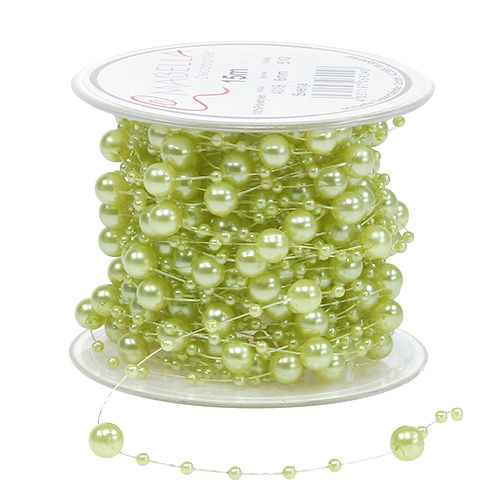 Floristik24 Deco ribbon with pearls light green 6mm 15m