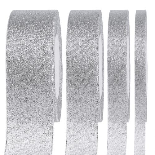 Floristik24 Decorative ribbon silver various widths 22.5m