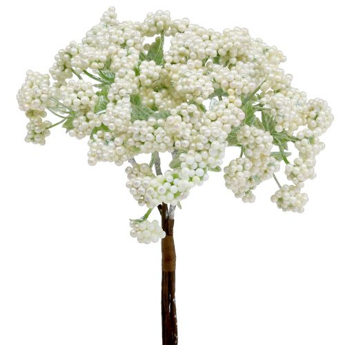 Floristik24 Decorative berry branch white 24cm 5pcs