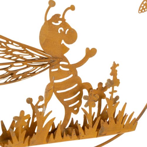 Decorative metal bee, rust finish, garden decoration for hanging, Ø14cm, 4 pieces | Floristik24.ie
