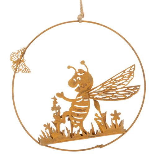 Decorative metal bee, rust finish, garden decoration for hanging, Ø14cm, 4 pieces | Floristik24.ie