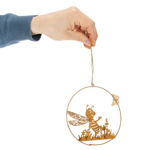 Decorative metal bee, rust finish, garden decoration for hanging, Ø14cm, 4 pieces | Floristik24.ie