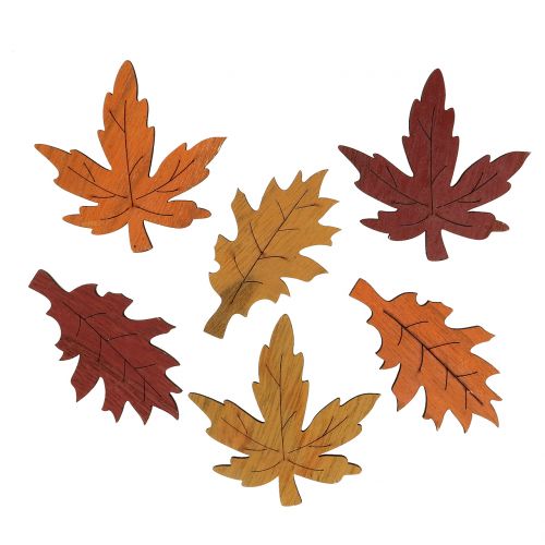 Floristik24 Decorative leaf mix wood yellow, orange, dark red 8cm 18 pcs