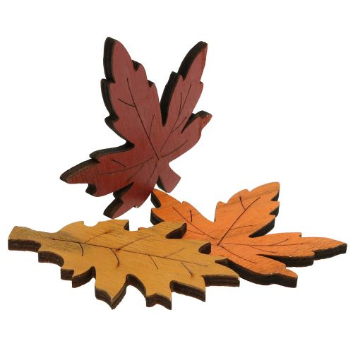 Product Decorative leaf mix wood yellow, orange, dark red 8cm 18pcs