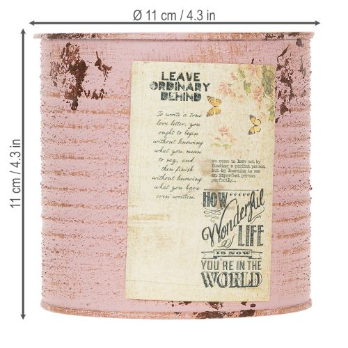 Decorative tin, antique rose, metal tin for planting, Ø11cm H10.5cm | Floristik24.ie