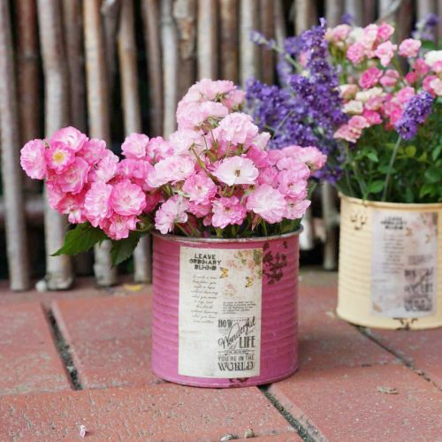 Product Decorative purple metal tin for planting, Ø15.5cm H15cm