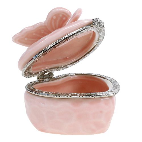 Product Decorative box with butterfly pink Ø6cm H6cm