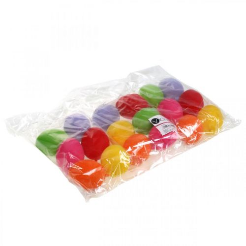 Product Decorative eggs flocked colorful 4cm 18 pcs