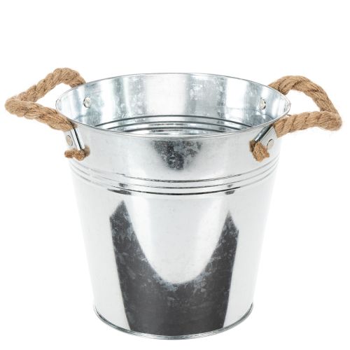 Decorative bucket flower pot metal with rope handles Ø20cm buy online | Floristik24.ie