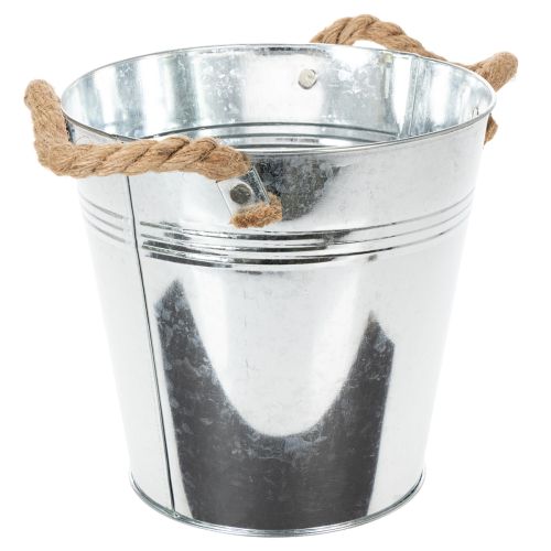 Decorative bucket flower pot metal with rope handles Ø20cm | Floristik24.ie