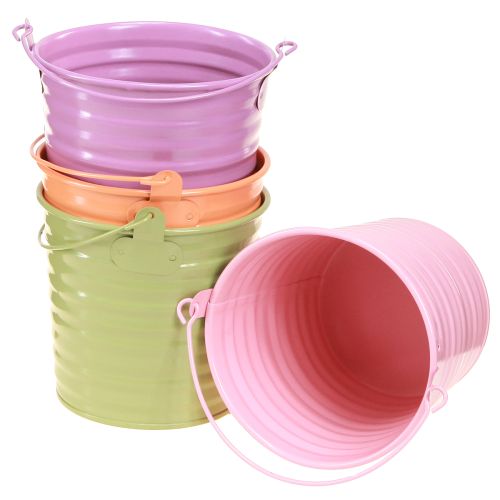 Floristik24 Decorative Bucket Metal Plant Pot Handle 4 Colors Ø11cm 8 Pcs