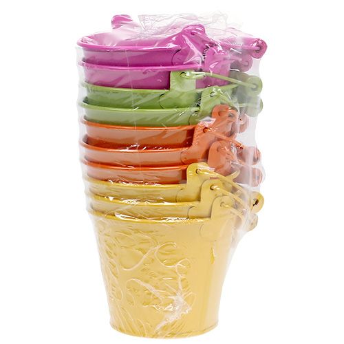 Floristik24 Decorative bucket colorful Ø10cm H8cm 10 pcs