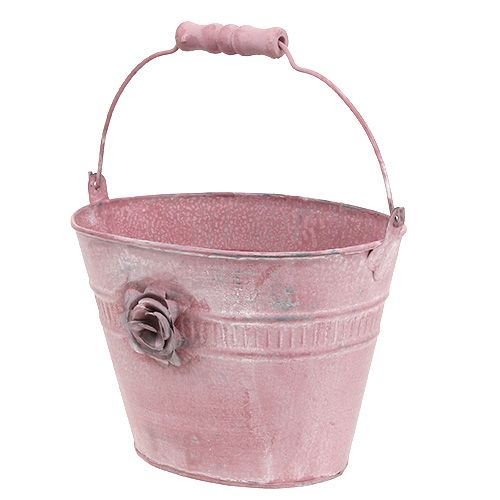Floristik24 Decorative bucket pink L17.5cm H14cm