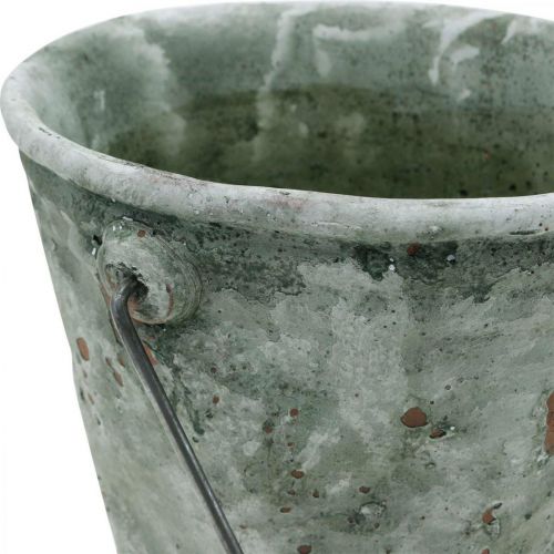 Product Decorative bucket, ceramics for planting, garden decoration, plant bucket antique optics Ø13.5cm H12cm 2pcs