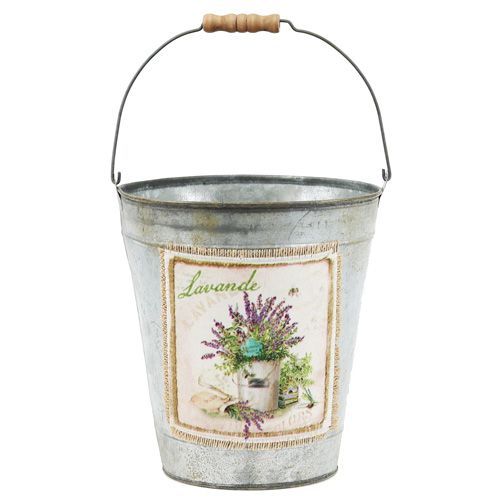 Floristik24 Decorative bucket with lavender motif Ø20cm H23cm