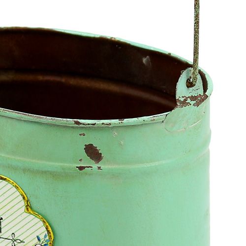 Floristik24 Decorative bucket oval 2-set rose motif green 13.5cm / 17cm