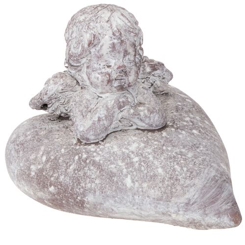 Decorative angel on heart figure made of cast stone 15×13.5×12cm
