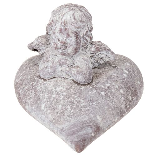 Product Decorative angel on heart figure made of cast stone 15×13.5×12cm