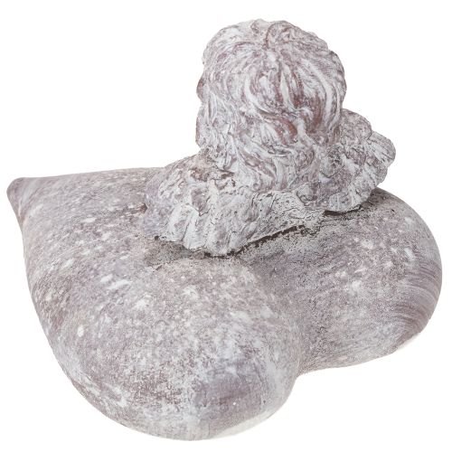 Product Decorative angel on heart figure made of cast stone 15×13.5×12cm