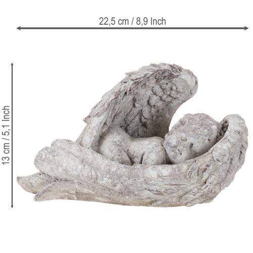 Product Decorative angel sleeping with wings angel figure grave 22.5cm