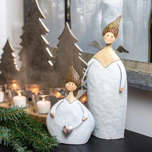 Floristik24 Decorative angel trio metal white, glitter Ø10 / 11.5 / 7cm H28.5 / 18 / 21cm 3pcs