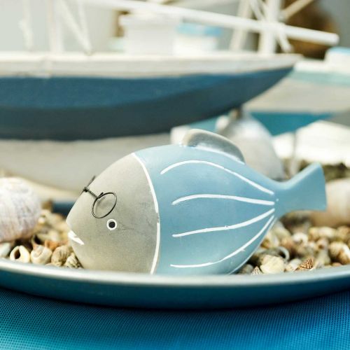 Floristik24 Deco fish with glasses blue white 15.5/14.5cm 2pcs