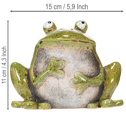 Decorative Frog Ceramic Green Brown Vintage L15.5cm | Floristik24.ie
