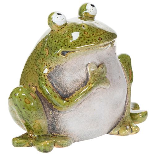Decorative Frog Ceramic Green Brown Vintage L15.5cm | Floristik24.ie