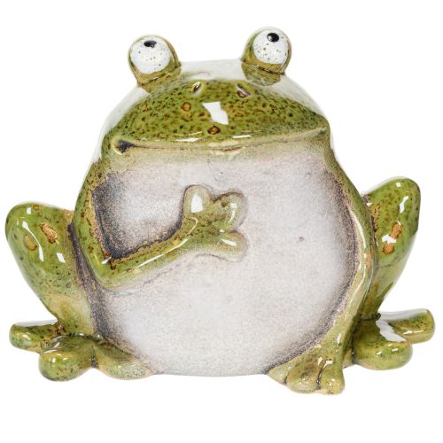 Decorative Frog Ceramic Green Brown Vintage L15.5cm | Floristik24.ie