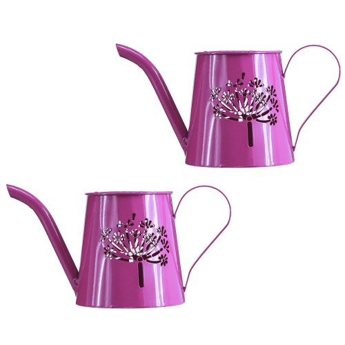 Product Decorative Watering Can, Purple Metal, Boho Design, Dandelion Design, 12cm High, 2 Pieces