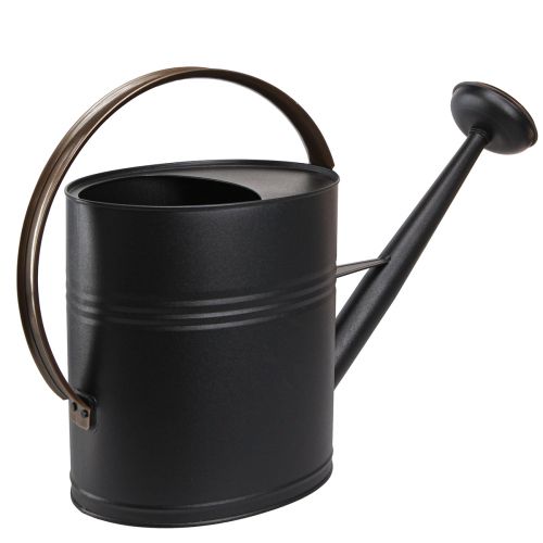 Product Decorative vintage metal watering can, black and olive green, 60x19x38cm, eye-catching for balcony or conservatory
