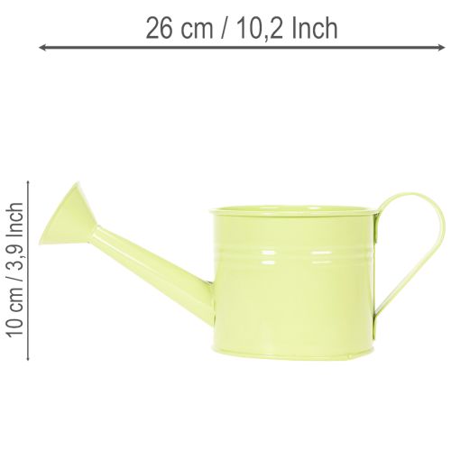 Decorative watering can set in pastel salmon, green, yellow-green - metal planter Ø11cm H10cm, 8 pieces | Floristik24.ie