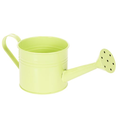 Decorative watering can set in pastel salmon, green, yellow-green - metal planter Ø11cm H10cm, 8 pieces | Floristik24.ie