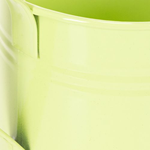Decorative watering can set in pastel salmon, green, yellow-green - metal planter Ø11cm H10cm, 8 pieces | Floristik24.ie